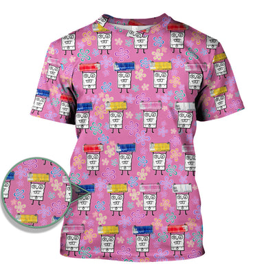 Funny Doodle Bob Energy Drink Nurse Shirt - Cute Cartoon Medical Graphic Tee - Gift for RN MD CNA RT Paramedic Phlebotomist Healthcare