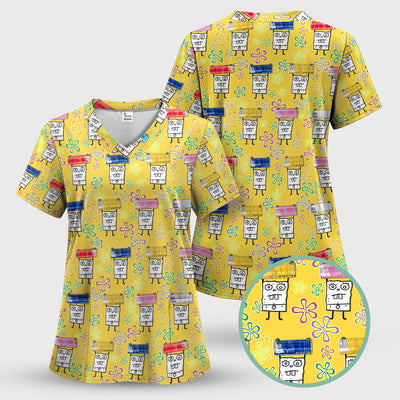 Funny Doodle Bob Energy Drink Nurse Shirt - Cute Cartoon Medical Graphic Tee - Gift for RN MD CNA RT Paramedic Phlebotomist Healthcare