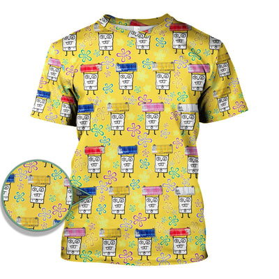 Funny Doodle Bob Energy Drink Nurse Shirt - Cute Cartoon Medical Graphic Tee - Gift for RN MD CNA RT Paramedic Phlebotomist Healthcare