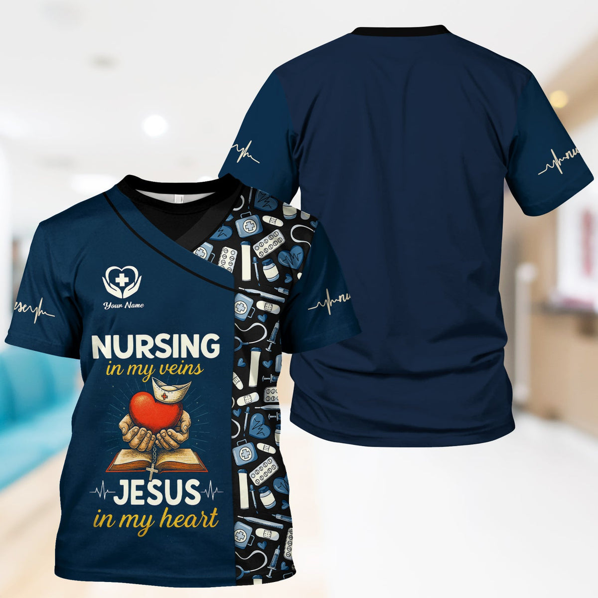 Personalized Nursing Shirt for Nurses - Christian Nurse Graphic Tee with Jesus Quote - Gift for RN LPN CNA