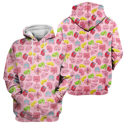 Funny Human Organs Nurse Shirt - Kawaii Brain, Heart & Lungs Graphic Design - Gift for Women RN LPN & Medical Students