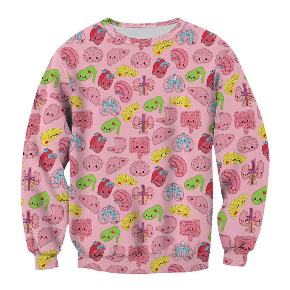 Funny Human Organs Nurse Shirt - Kawaii Brain, Heart & Lungs Graphic Design - Gift for Women RN LPN & Medical Students