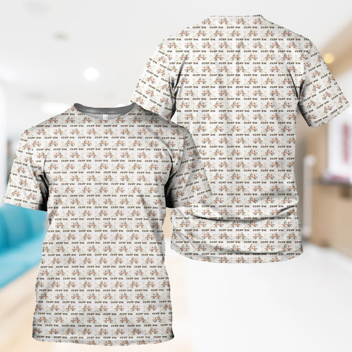 Funny ER Nurse Shirt - Cute Goose & Ambulance Pattern Graphic Design - Gift for Women RN LPN & Medical Students