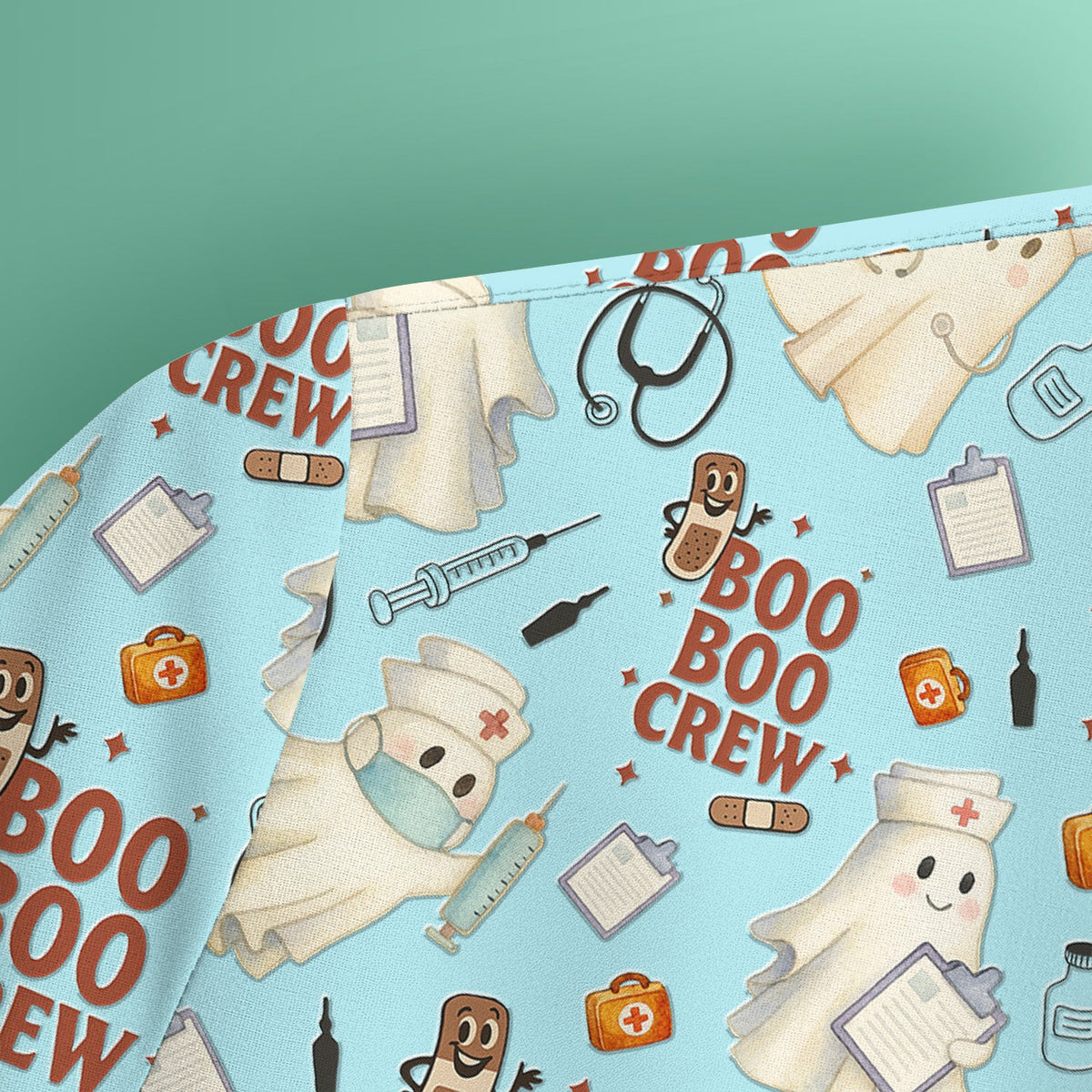 Halloween Nurse Scrub Top for Women - Cute Boo Boo Crew Medical Shirt - Gift for RN LPN CNA Healthcare Staff