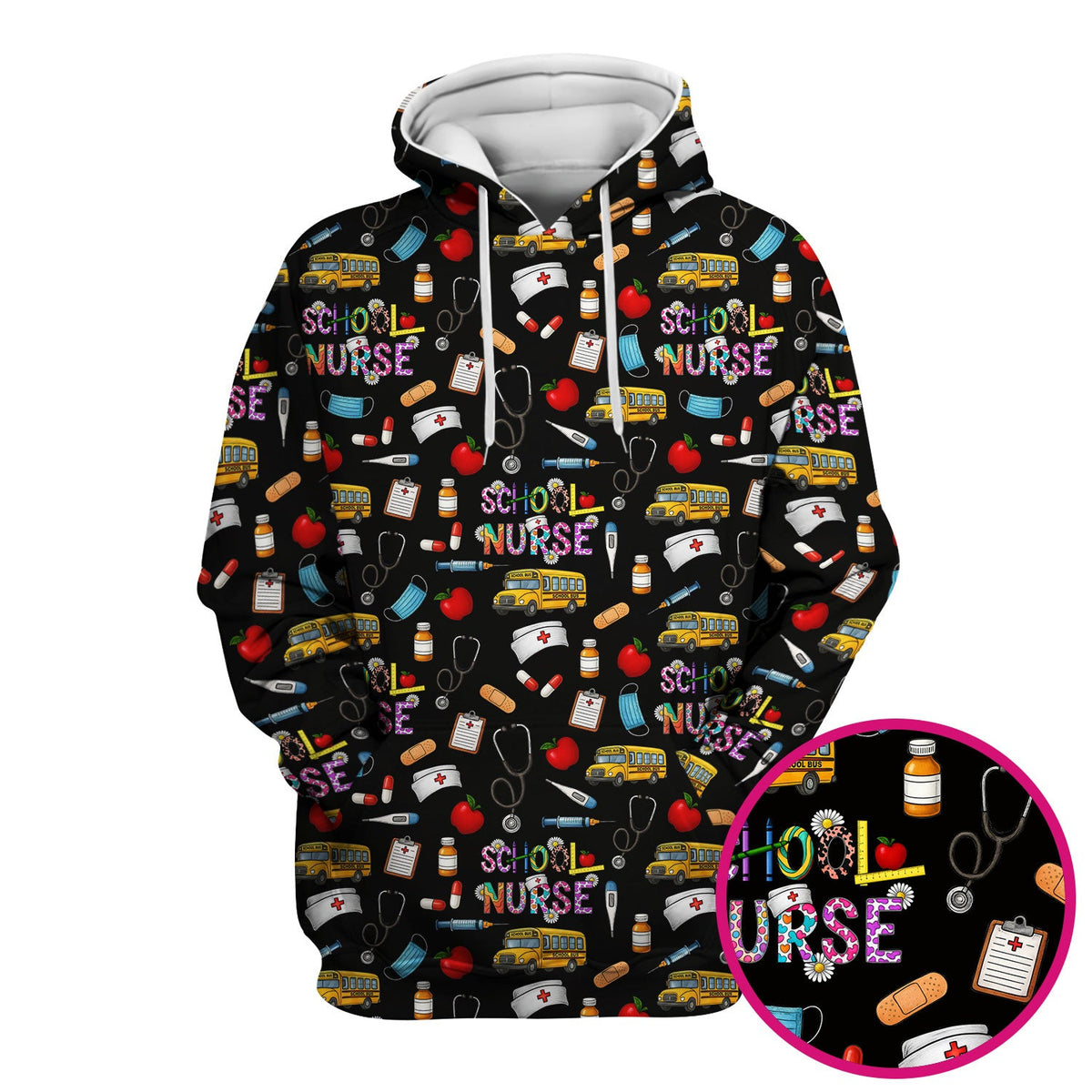Funny School Nurse Life Scrub - School Nurse Quote & Cute Medical Icons Graphic - Gift for Women RN LPN