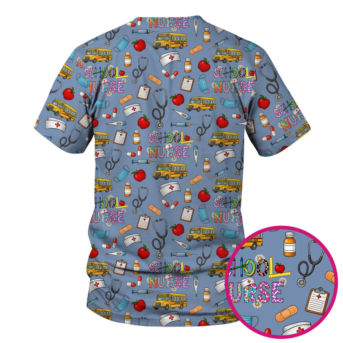 Funny School Nurse Life Scrub - School Nurse Quote & Cute Medical Icons Graphic - Gift for Women RN LPN