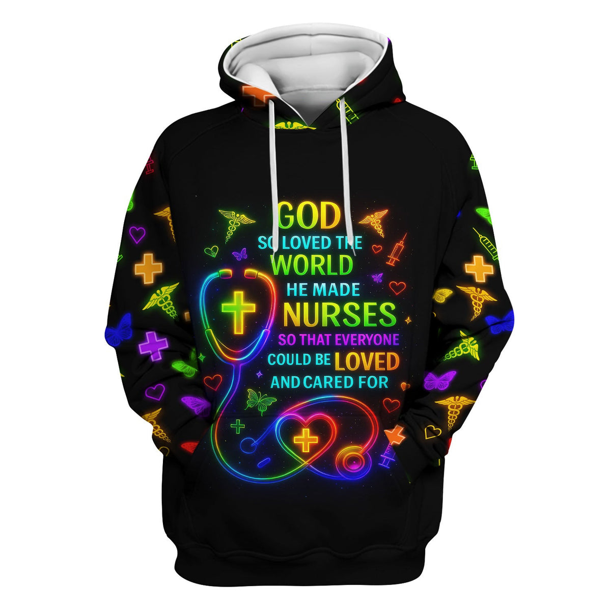 Christian Nurse Faith Scrub Top - God Made Nurses Inspirational Quote Design - Gift for Women RN LPN & Healthcare Workers