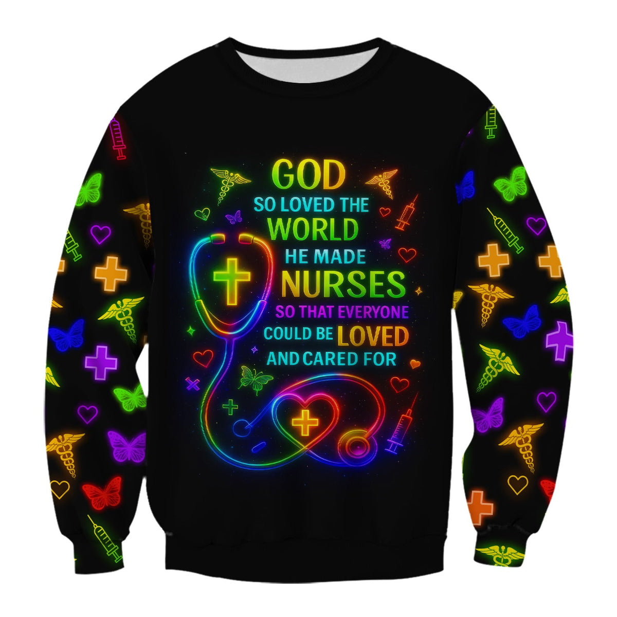 Christian Nurse Faith Scrub Top - God Made Nurses Inspirational Quote Design - Gift for Women RN LPN & Healthcare Workers