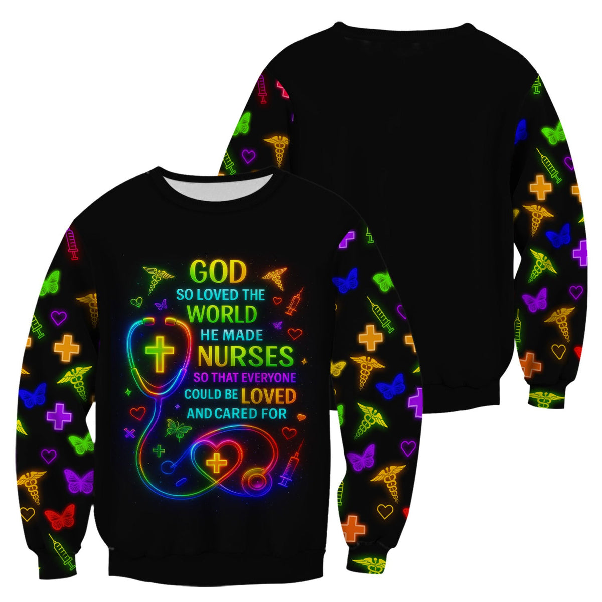 Christian Nurse Faith Scrub Top - God Made Nurses Inspirational Quote Design - Gift for Women RN LPN & Healthcare Workers
