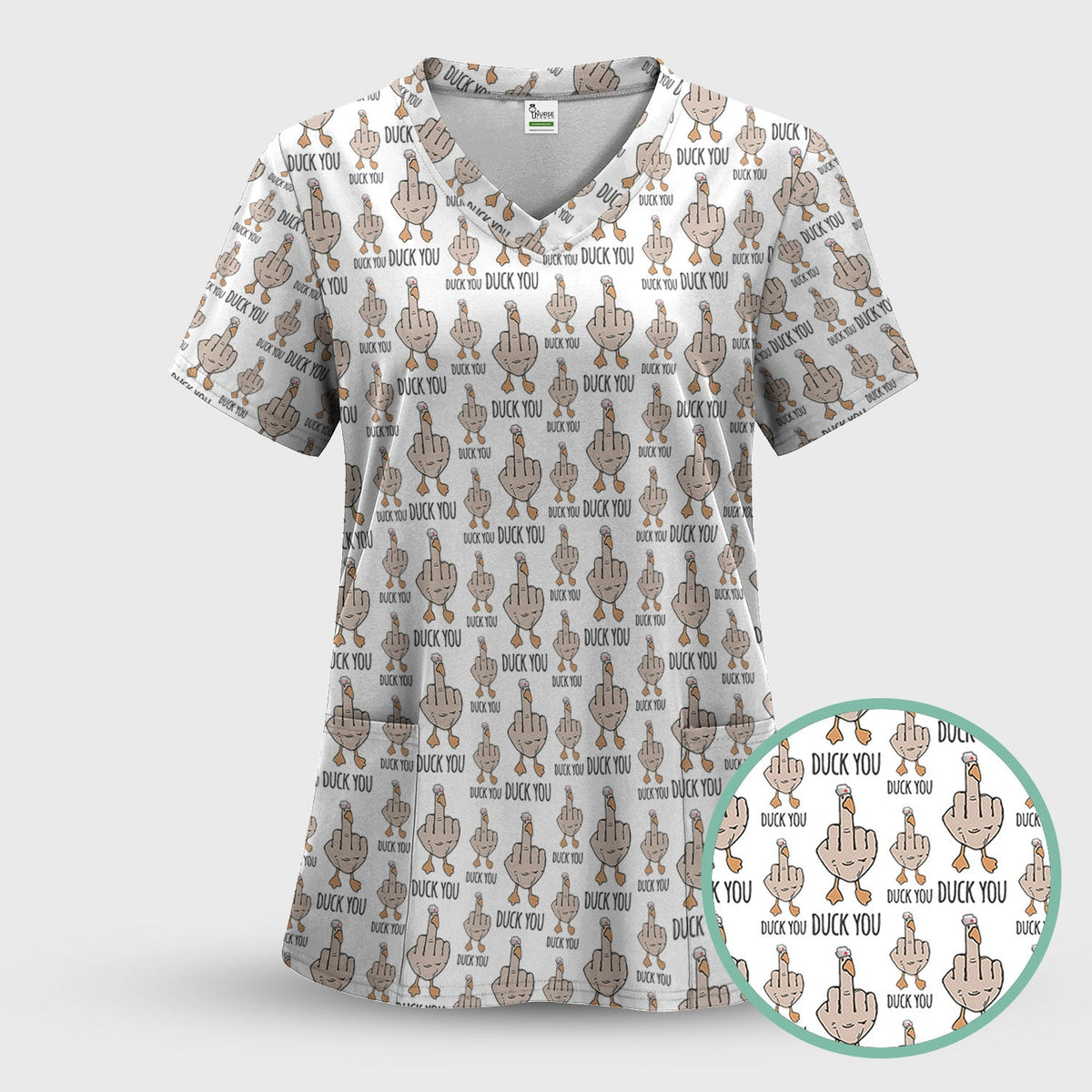 Funny Duck Shirt for Nurse - Sarcastic Duck You & Middle Finger Graphic Tee - Gift for Women RN LPN CNA