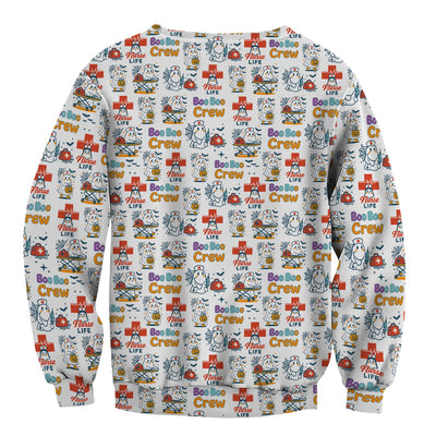 Cute Ghost Nurse Shirt for Halloween - Spooky Boo Boo Crew & Medical Icons Graphic Tee - Gift for ER LPN CNA Nurses
