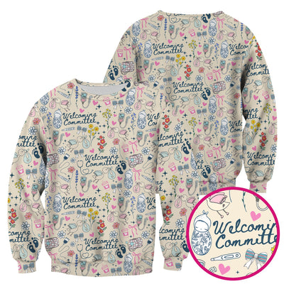 Funny NICU Nurse Tee - Cute Baby Feet & Floral Stork Pattern Graphic - Gift for Women RN LPN