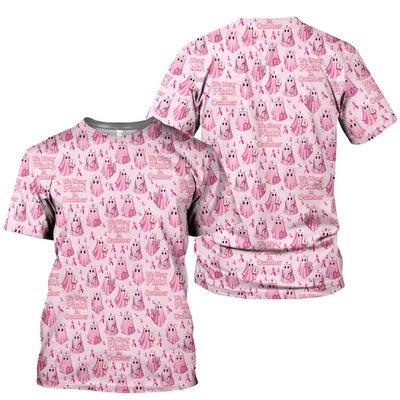 Funny Breast Cancer Awareness Scrub Top - We Wear Pink In October & Ghost Nurse Design - Gift for RN LPN CNA
