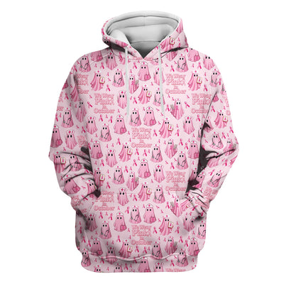 Funny Breast Cancer Awareness Scrub Top - We Wear Pink In October & Ghost Nurse Design - Gift for RN LPN CNA