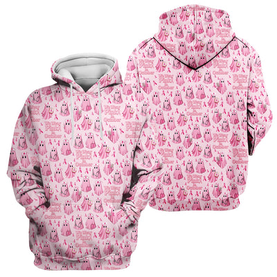 Funny Breast Cancer Awareness Scrub Top - We Wear Pink In October & Ghost Nurse Design - Gift for RN LPN CNA