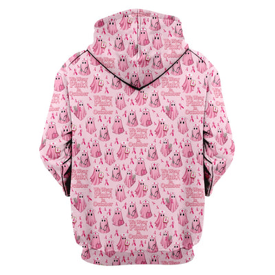Funny Breast Cancer Awareness Scrub Top - We Wear Pink In October & Ghost Nurse Design - Gift for RN LPN CNA