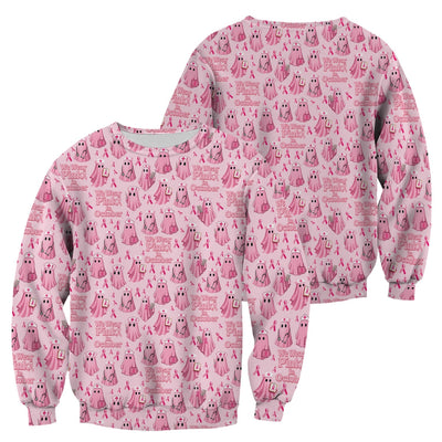 Funny Breast Cancer Awareness Scrub Top - We Wear Pink In October & Ghost Nurse Design - Gift for RN LPN CNA
