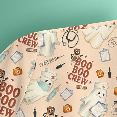 Cute Halloween Nurse Scrub Boo Boo Crew - Funny Ghost Medical Top for Women - Gift for RN LPN CNA