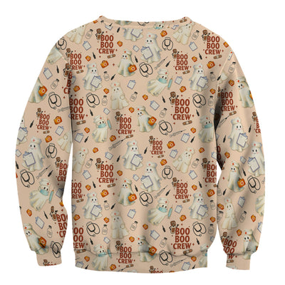 Cute Halloween Nurse Scrub Boo Boo Crew - Funny Ghost Medical Top for Women - Gift for RN LPN CNA