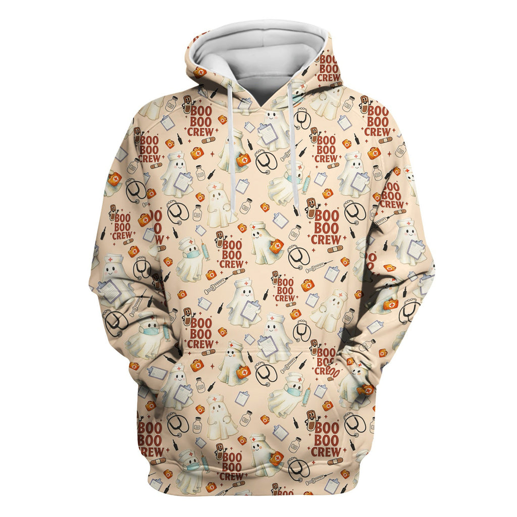 Cute Halloween Nurse Scrub Boo Boo Crew - Funny Ghost Medical Top for Women - Gift for RN LPN CNA