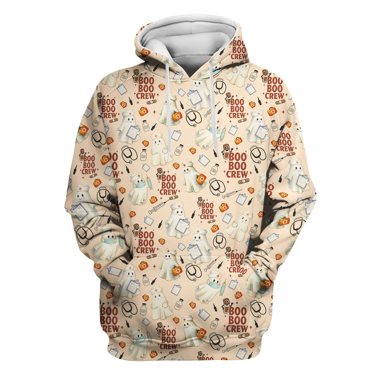 Cute Halloween Nurse Scrub Boo Boo Crew - Funny Ghost Medical Top for Women - Gift for RN LPN CNA