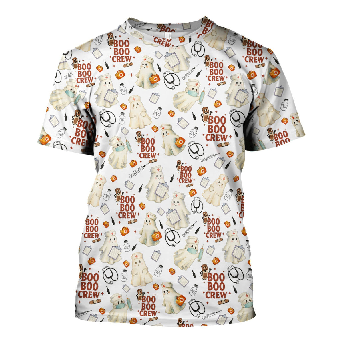 Cute Halloween Nurse Scrub Boo Boo Crew - Funny Ghost Medical Top for Women - Gift for RN LPN CNA