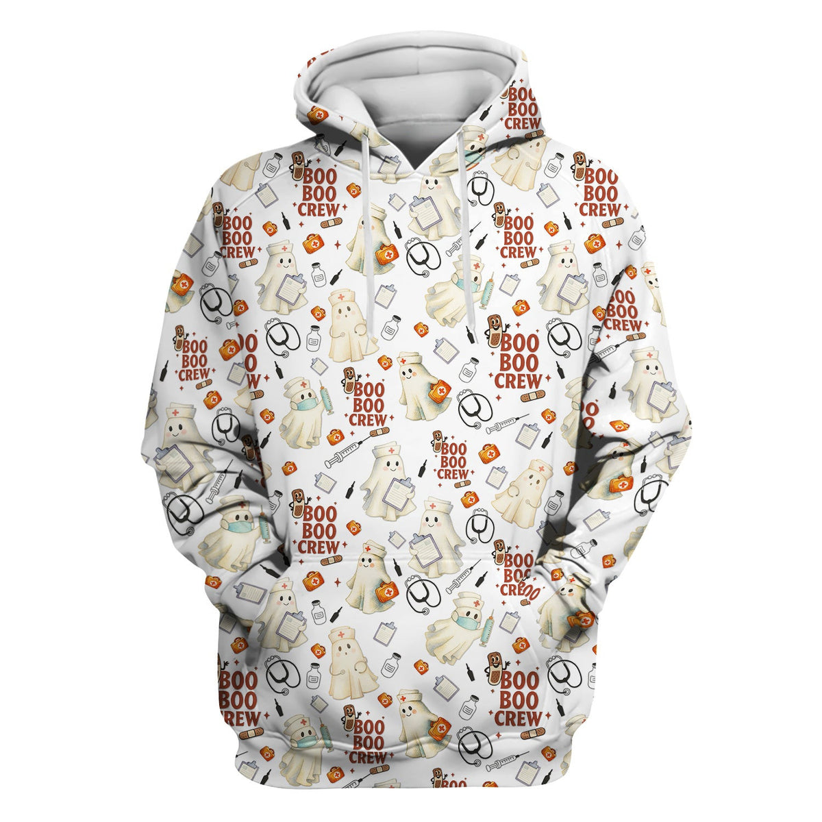 Cute Halloween Nurse Scrub Boo Boo Crew - Funny Ghost Medical Top for Women - Gift for RN LPN CNA