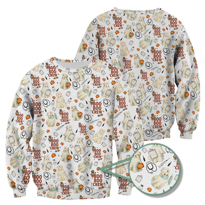 Cute Halloween Nurse Scrub Boo Boo Crew - Funny Ghost Medical Top for Women - Gift for RN LPN CNA