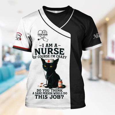 Personalized Funny Nurse Scrubs for Women - Custom Name RN CNA LPN Uniform Top - Cute Nursing Workwear Gift Idea for Her With Humor Style and Comfortable Fit