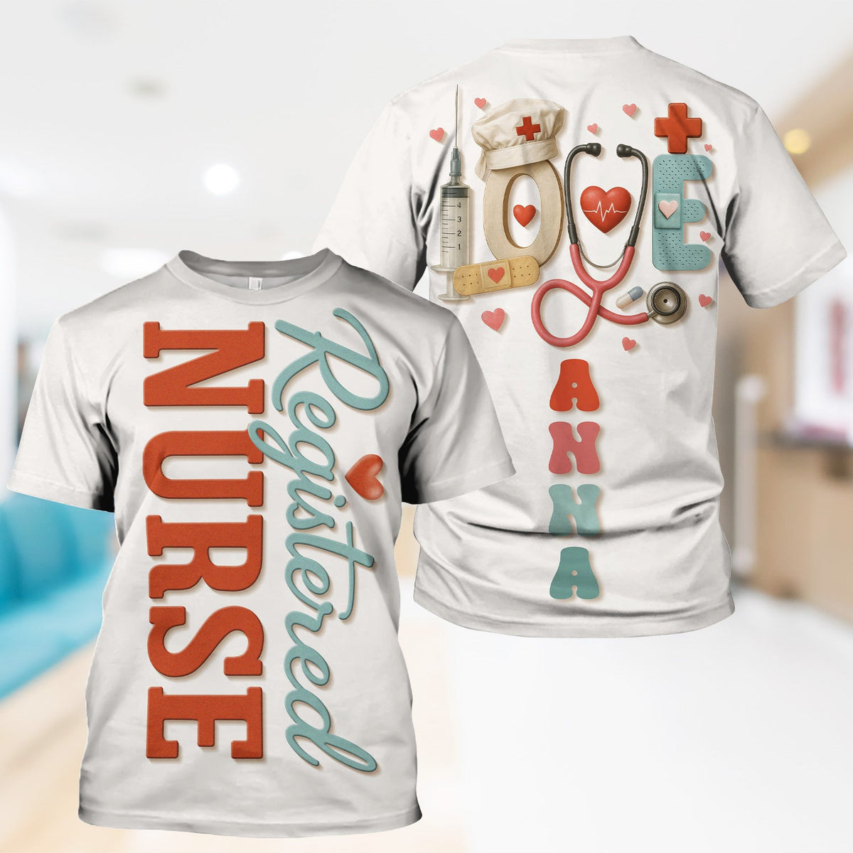Personalized Registered Nurse Shirt - Custom RN Love Design - Gifts for Nurses, LPNs, and Healthcare Workers