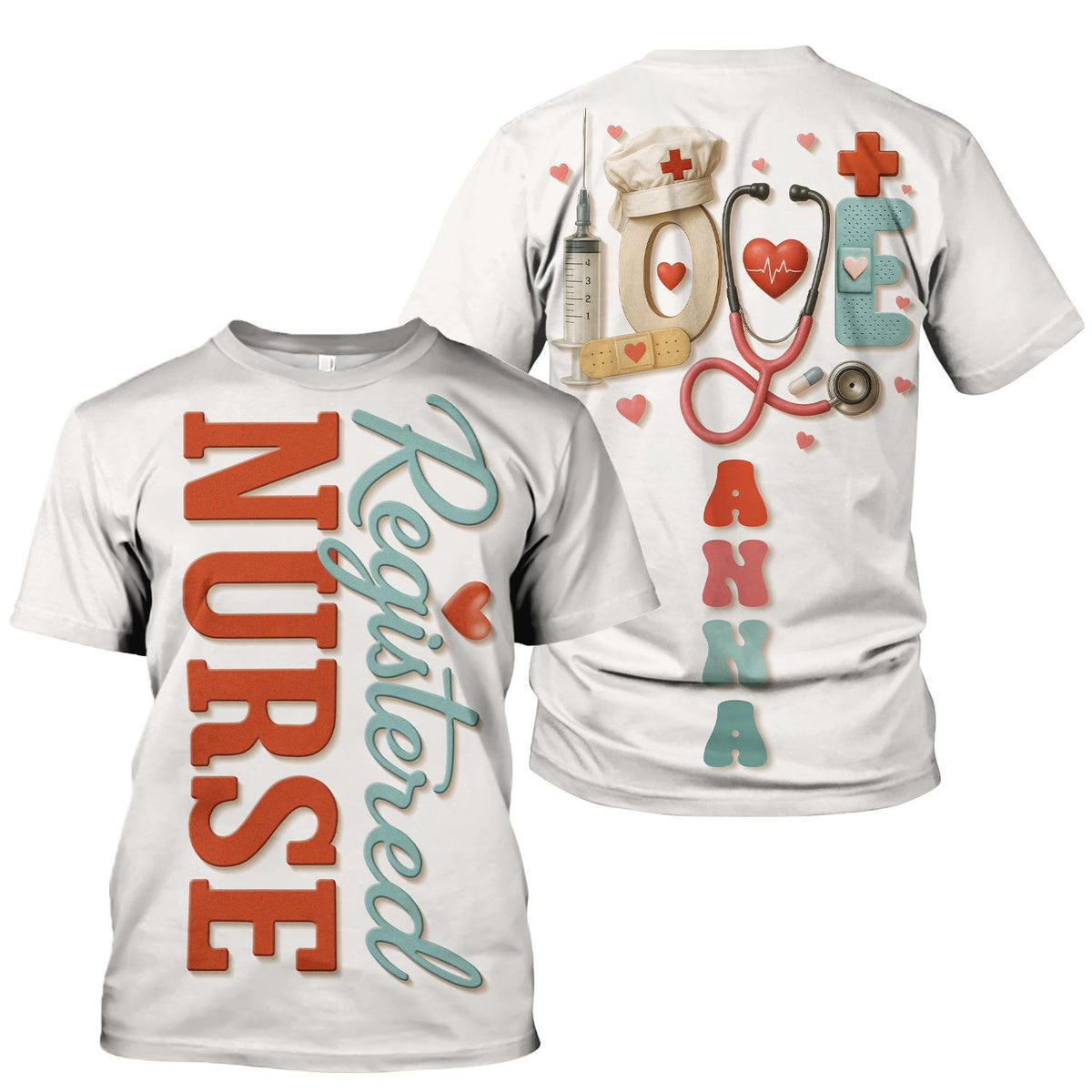 Personalized Registered Nurse Shirt - Custom RN Love Design - Gifts for Nurses, LPNs, and Healthcare Workers