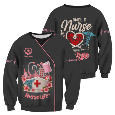 Personalized Nurse Life Shirt - Cute Pink Scrub Top Design with Medical Tools - Gift for RN LPN CNA Women