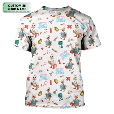Funny Goose Nurse Scrubs for Women - Registered Silly Goose Top - Cute Medical Uniform for RN CNA LPN