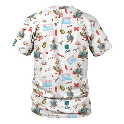 Funny Goose Nurse Scrubs for Women - Registered Silly Goose Top - Cute Medical Uniform for RN CNA LPN