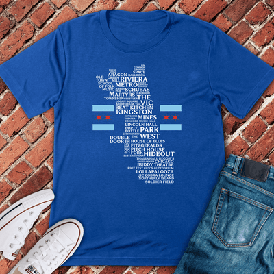 Chi Venue Flag T-Shirt - Graphic Tee - Gift for Chicago Lovers - Unisex