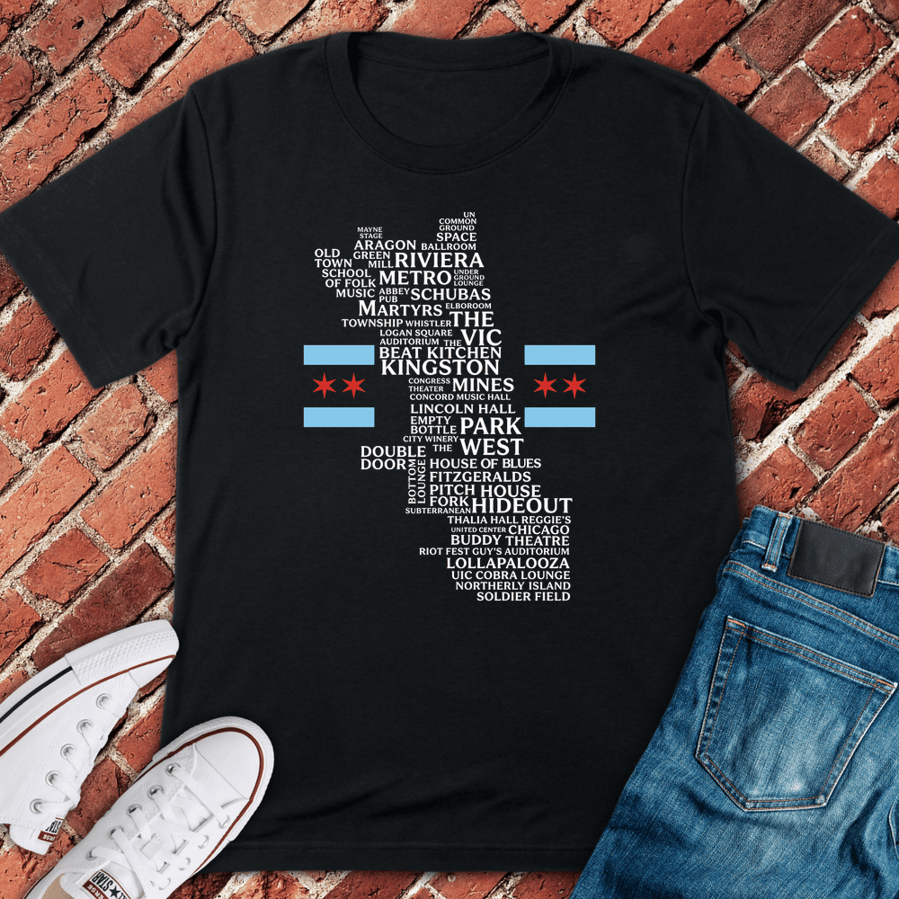 Chi Venue Flag T-Shirt - Graphic Tee - Gift for Chicago Lovers - Unisex