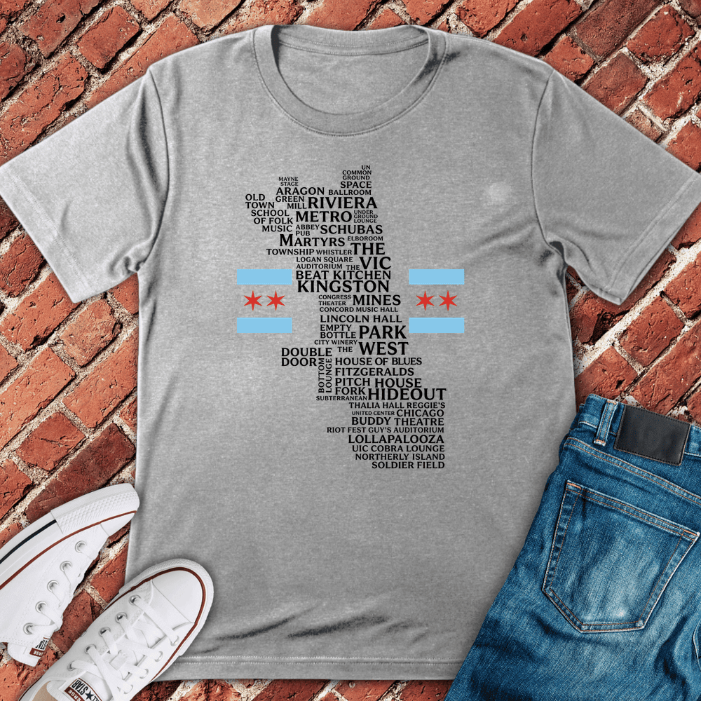 Chi Venue Flag T-Shirt - Graphic Tee - Gift for Chicago Lovers - Unisex