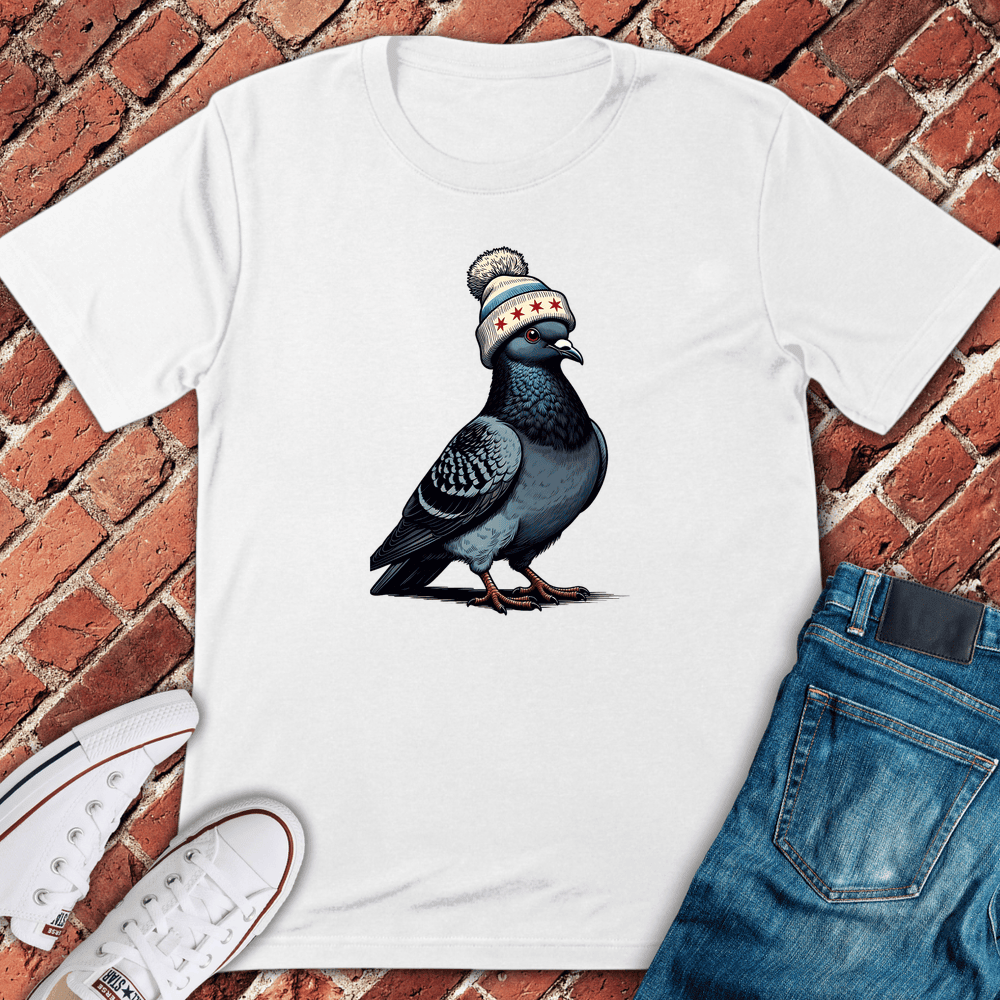 Beanie Pigeon T-Shirt - Chicago Graphic Tee - Gift for Chicago Lovers - Unisex