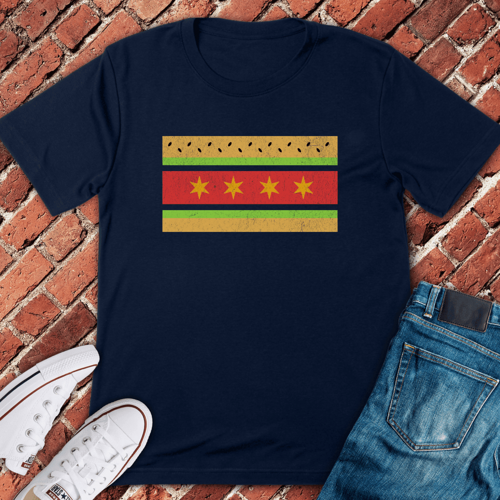 Chicago Dog Flag T-Shirt - Graphic Tee - Gift for Chicago Lovers - Unisex