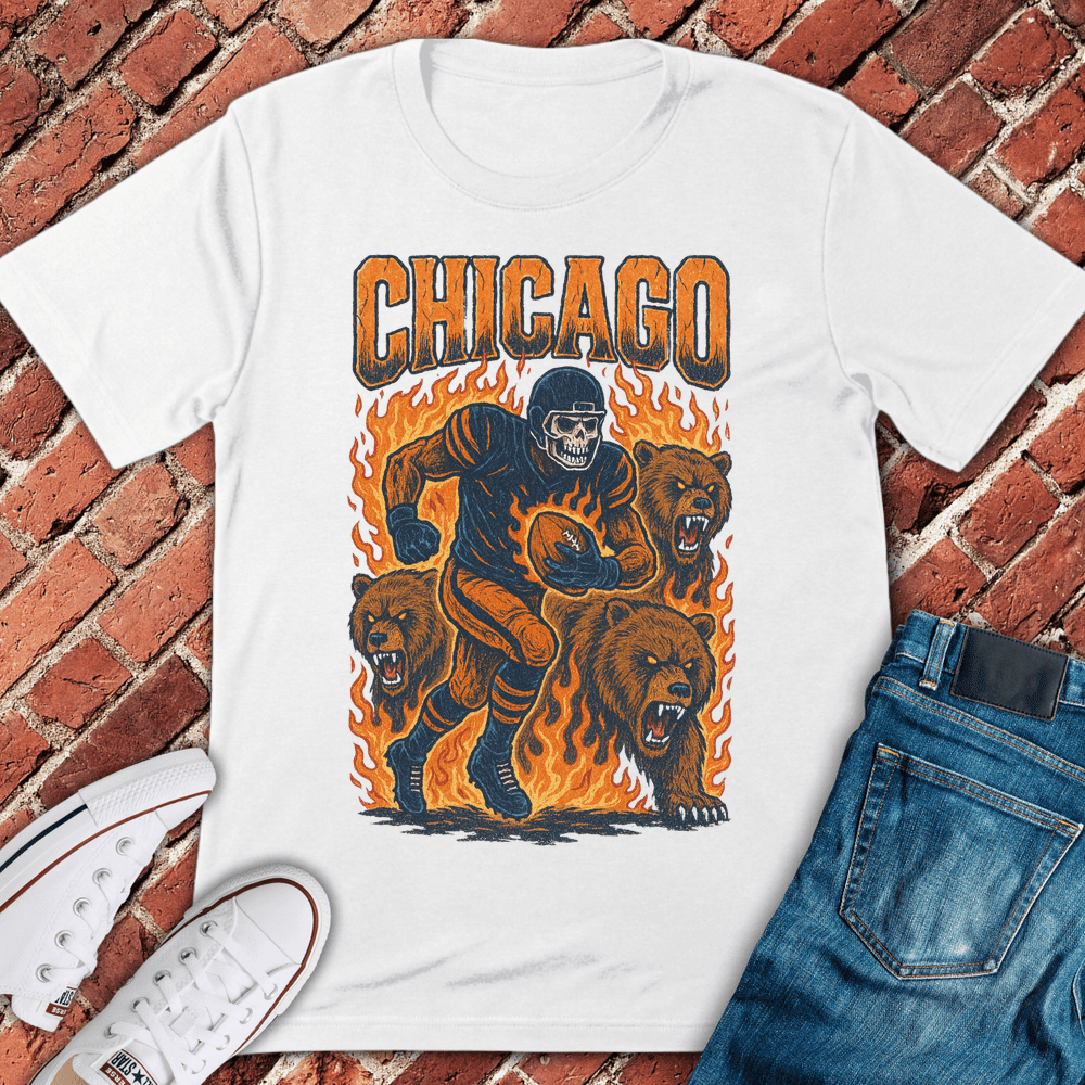 Chicago Football Grunge T-Shirt - Graphic Tee - Gift for Chicago Lovers - Unisex