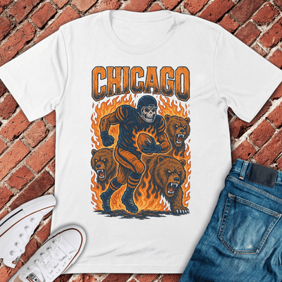Chicago Football Grunge T-Shirt - Graphic Tee - Gift for Chicago Lovers - Unisex