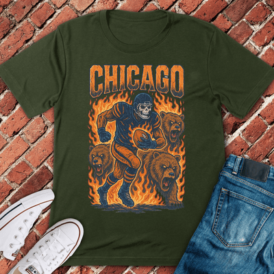 Chicago Football Grunge T-Shirt - Graphic Tee - Gift for Chicago Lovers - Unisex