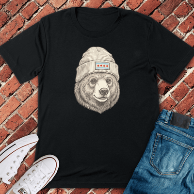 Chi Bear Beanie T-Shirt - Graphic Tee - Gift for Chicago Lovers - Unisex