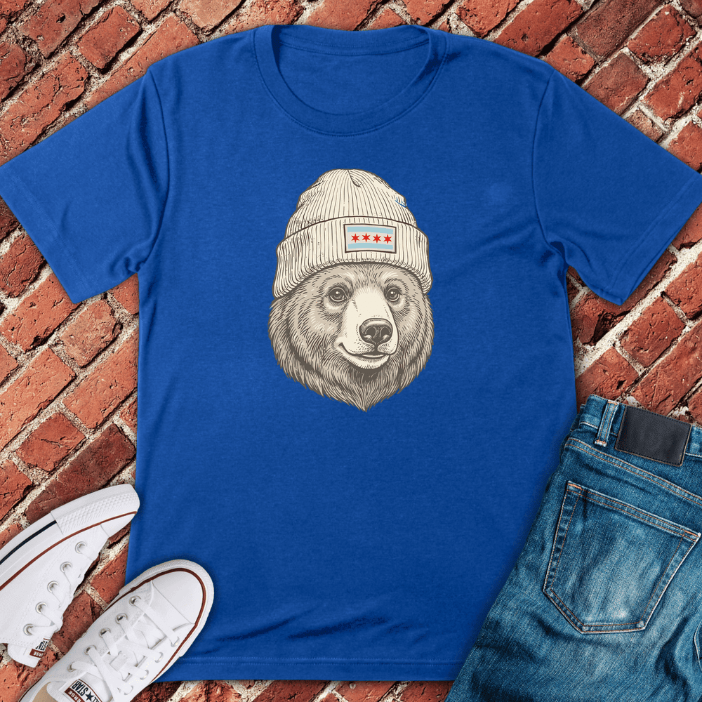 Chi Bear Beanie T-Shirt - Graphic Tee - Gift for Chicago Lovers - Unisex