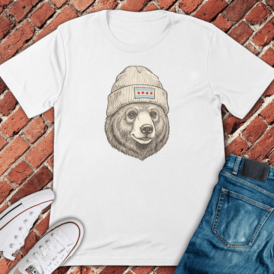 Chi Bear Beanie T-Shirt - Graphic Tee - Gift for Chicago Lovers - Unisex