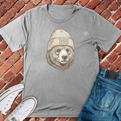 Chi Bear Beanie T-Shirt - Graphic Tee - Gift for Chicago Lovers - Unisex