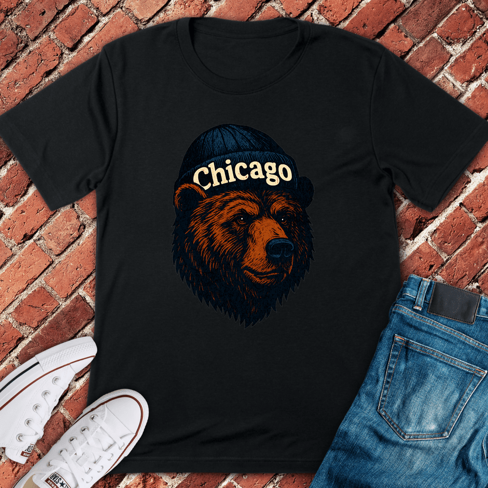 Chicago Beanie Bear T-Shirt - Graphic Tee - Gift for Chicago Lovers - Unisex