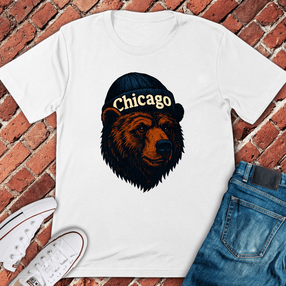 Chicago Beanie Bear T-Shirt - Graphic Tee - Gift for Chicago Lovers - Unisex