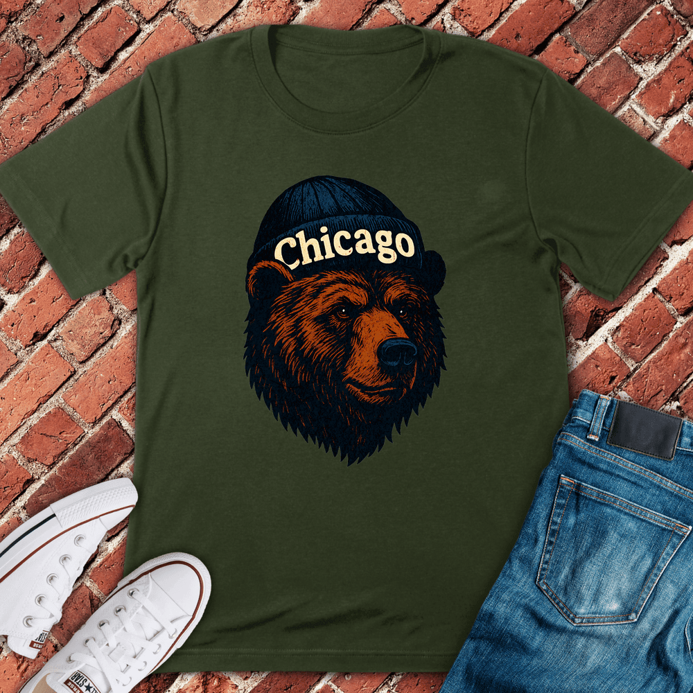 Chicago Beanie Bear T-Shirt - Graphic Tee - Gift for Chicago Lovers - Unisex