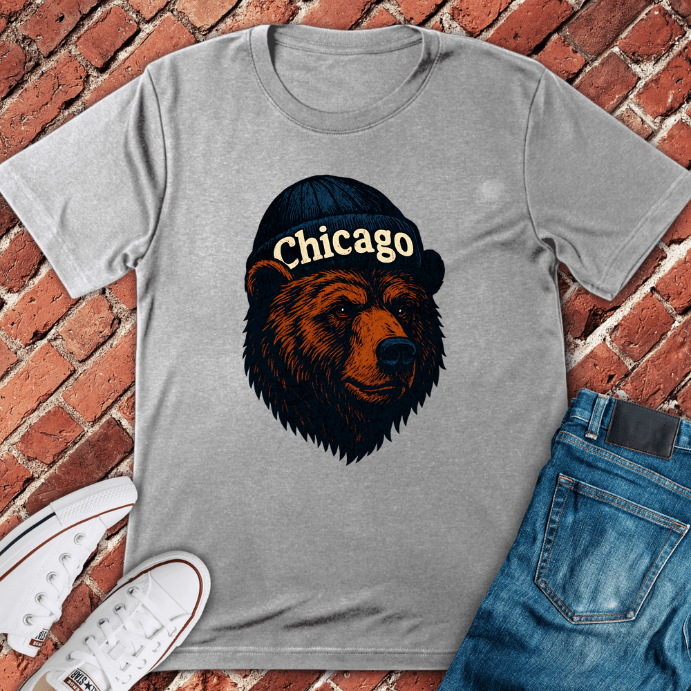 Chicago Beanie Bear T-Shirt - Graphic Tee - Gift for Chicago Lovers - Unisex